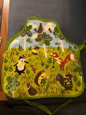 Playful Woodland Apron in Green and Blue